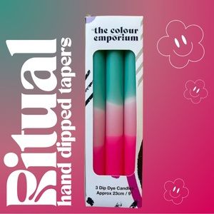 The Colour Emporium Dip Dye Dinner Candle Trio (TURQUOISE FLAMINGO)